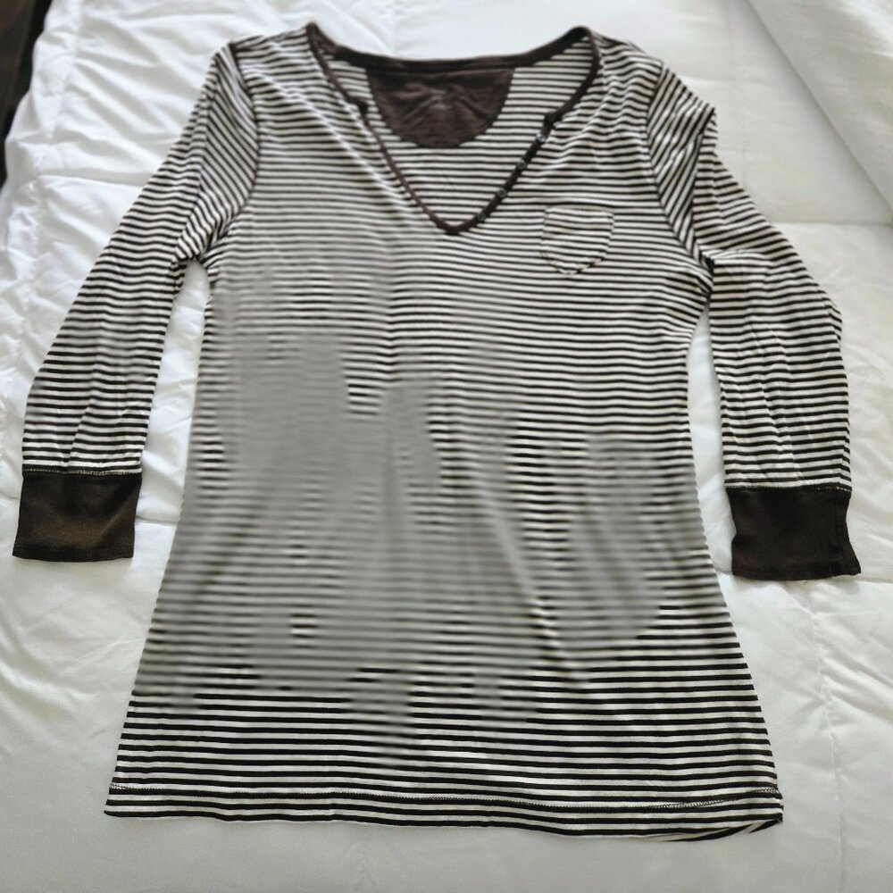 Gap 3/4 sleeve tee - Brown stripes - Size L